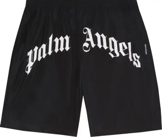 Palm Angels Curved Logo Swim Short 'Black/White'
