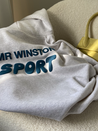 MR WINSTON White Marle Puff Hooded Sweat